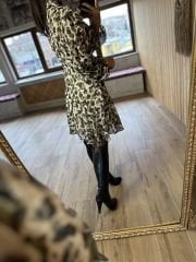 Ms Yeşil leo şifon elbise