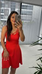 Mc 5883 Askılı Mercan Elbise