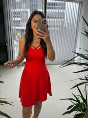 Mc 5883 Askılı Mercan Elbise