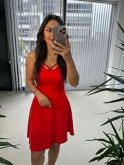 Mc 5883 Askılı Mercan Elbise