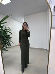 Bh 25616 Bel Drapeli Haki Elbise