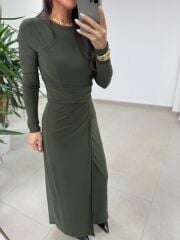 Bh 25616 Bel Drapeli Haki Elbise