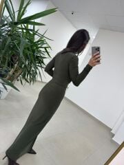 Bh 25616 Bel Drapeli Haki Elbise