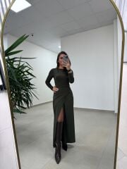 Bh 25616 Bel Drapeli Haki Elbise