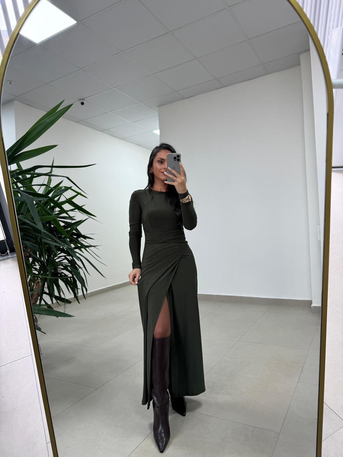 Bh 25616 Bel Drapeli Haki Elbise