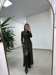 Bh 25616 Bel Drapeli Haki Elbise