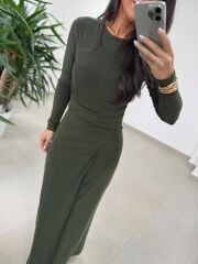 Bh 25616 Bel Drapeli Haki Elbise