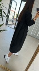 Dr 2432 Cep Zikzaklı Siyah Tasarım Elbise