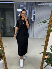 Ms Çima Dikişli Siyah Elbise