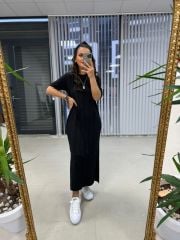 Ms Çima Dikişli Siyah Elbise