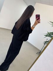 Pi 55809 Siyah Bomber Ceketli Palazzo Takım