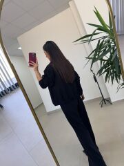 Pi 55809 Siyah Bomber Ceketli Palazzo Takım