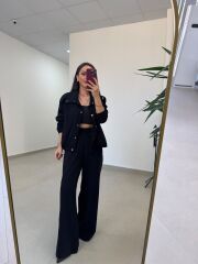 Pi 55809 Siyah Bomber Ceketli Palazzo Takım