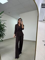 Art 4011 A. Kahve Bel Kuşaklı Ceket Takım