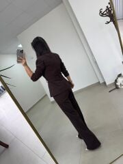 Art 4011 A. Kahve Bel Kuşaklı Ceket Takım