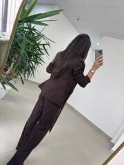 Art 4011 A. Kahve Bel Kuşaklı Ceket Takım