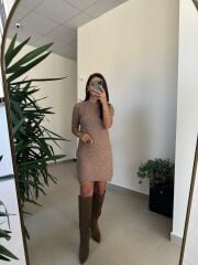 Dv 90257 Vizon Kısa Kol Triko Elbise