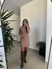 Dv 90257 Vizon Kısa Kol Triko Elbise