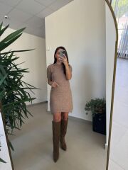 Dv 90257 Vizon Kısa Kol Triko Elbise