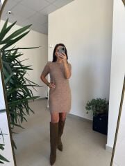 Dv 90257 Vizon Kısa Kol Triko Elbise