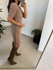 Dv 90257 Vizon Kısa Kol Triko Elbise