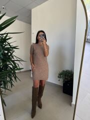 Dv 90257 Vizon Kısa Kol Triko Elbise