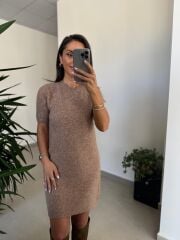 Dv 90257 Vizon Kısa Kol Triko Elbise