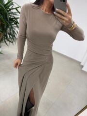 Bh 25616 Bel Drapeli Vizon Elbise