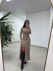 Bh 25616 Bel Drapeli Vizon Elbise