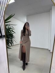 Bh 25616 Bel Drapeli Vizon Elbise