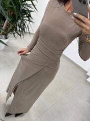 Bh 25616 Bel Drapeli Vizon Elbise