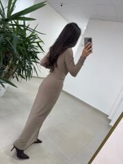 Bh 25616 Bel Drapeli Vizon Elbise