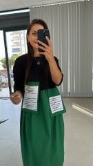 Dr 2432 Cep Zikzaklı Yeşil Tasarım Elbise