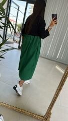 Dr 2432 Cep Zikzaklı Yeşil Tasarım Elbise