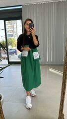 Dr 2432 Cep Zikzaklı Yeşil Tasarım Elbise