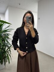 Dv 60273 A.kahve İnci Düğmeli Hırka