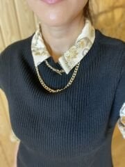 Orj marka siyah fitilli süveter