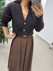 Dv 60273 A.kahve İnci Düğmeli Hırka