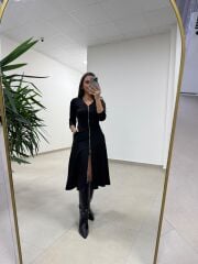 Ms 65355 Çelik Fermuar Detaylı Cepli Elbise