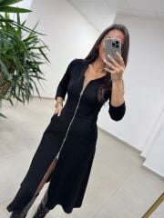 Ms 65355 Çelik Fermuar Detaylı Cepli Elbise