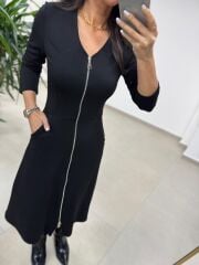 Ms 65355 Çelik Fermuar Detaylı Cepli Elbise