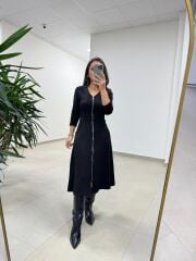 Ms 65355 Çelik Fermuar Detaylı Cepli Elbise