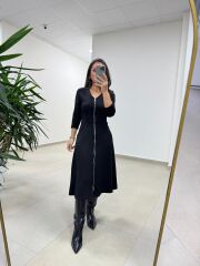 Ms 65355 Çelik Fermuar Detaylı Cepli Elbise