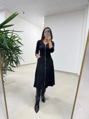 Ms 65355 Çelik Fermuar Detaylı Cepli Elbise