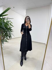 Ms 65355 Çelik Fermuar Detaylı Cepli Elbise