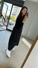 Dr 2420 Sweat ve Poplin Detaylı Tasarım Elbise