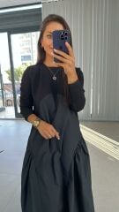 Dr 2420 Sweat ve Poplin Detaylı Tasarım Elbise