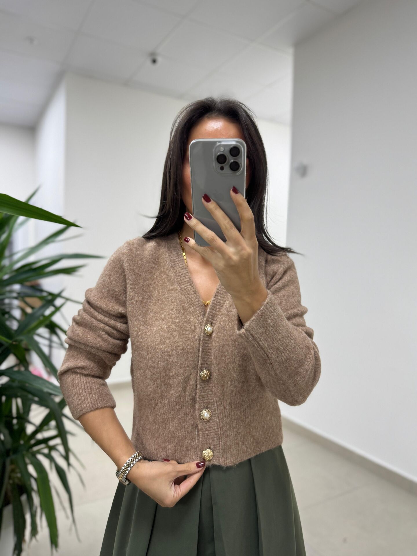 Dv 60273 Vizon İnci Düğmeli Hırka