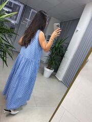 Cr 1420 Mavi Çizgili Elbise