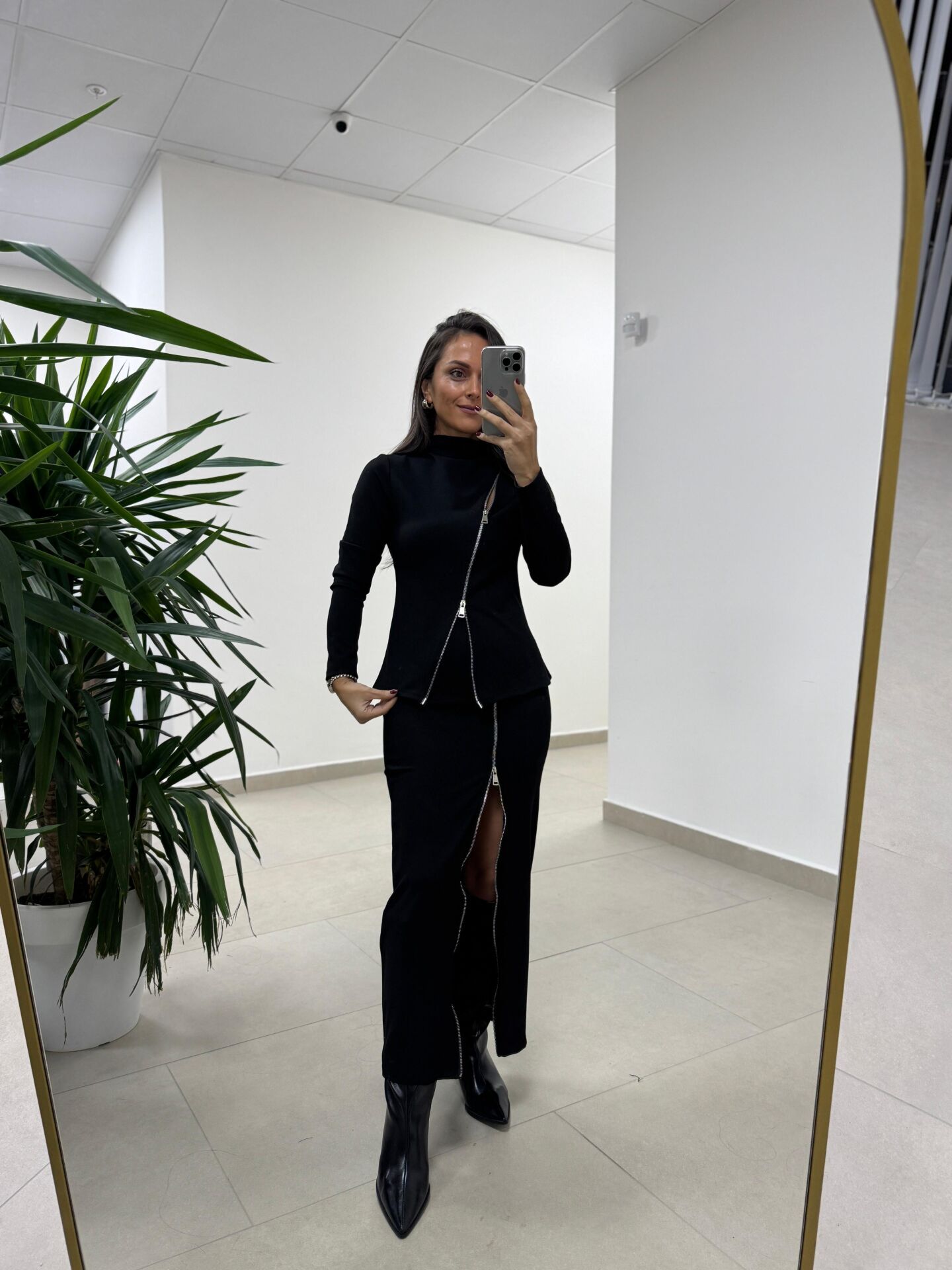 Ms 2124 Çelik Fermuar Detaylı Siyah Takım